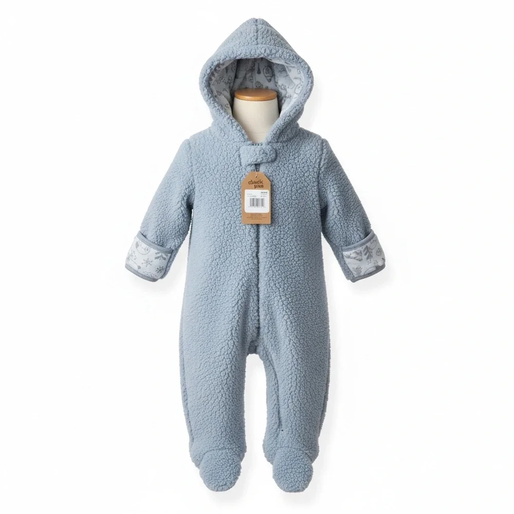Chick‎ Pea Gray Fleece Baby Footie